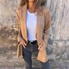 Warm Lady Winter Coat Mid Length Single Breasted Turn Down Collar Long Sleeves Pure Color Fake Pocket Outerwear Jacket Overcoat