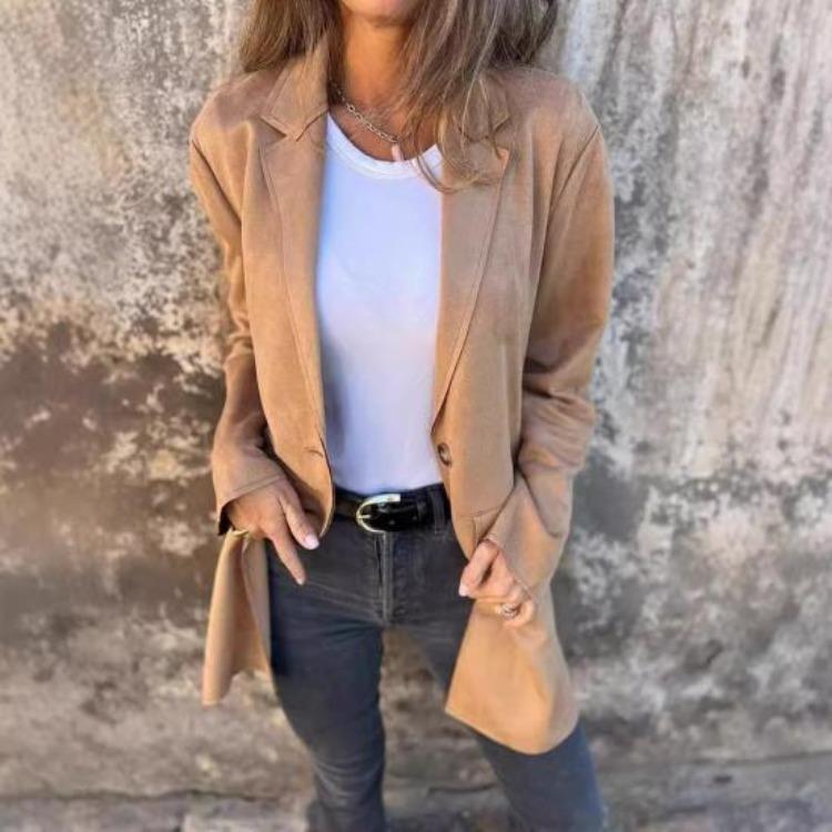 Warm Lady Winter Coat Mid Length Single Breasted Turn Down Collar Long Sleeves Pure Color Fake Pocket Outerwear Jacket Overcoat