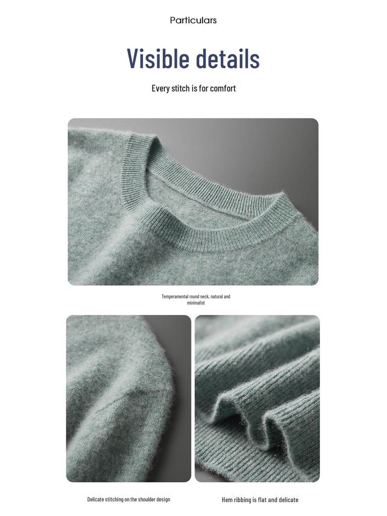 Herren Pullover aus reiner Kaschmirwolle mit Rundhalsausschnitt - Herbst/Winter Business Casual Strickpullover