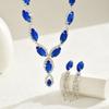 Ladies Light Luxury Shines Oblong Crystal Necklace & Ear Drop Jewelry Set