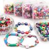 100Pcs Polymer Clay Beads Set Colorful Flower Fruit Pattern Beads Kit For DIY Handcrafts Bracelet Phone Chain Making Supplies