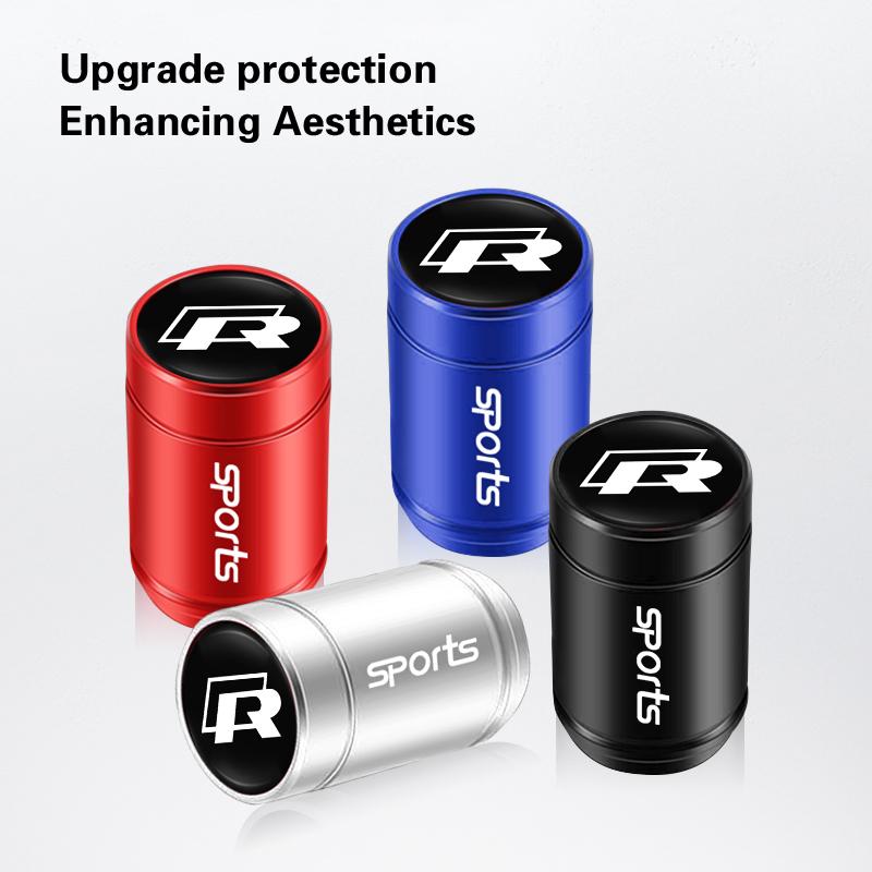 For Volkswagen  A1 4PCS Metal Tire Valve Caps Car Tyre Air Stems Cover For Volkswagen R Caddy Golf Passat Tiguan Beetle Phaeton Sharan Transporter