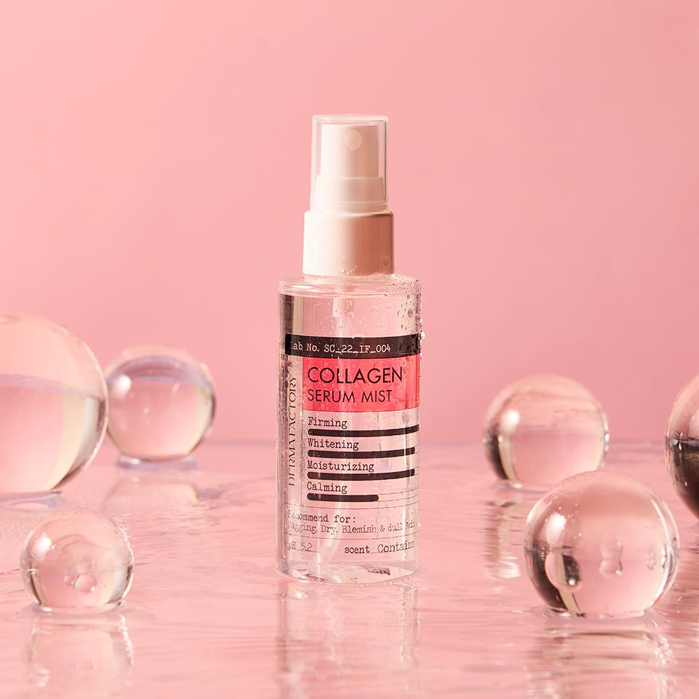 Dermafactory Vegan Collagen Serum Mist 80ml – Double Layer Hydrating & Firming Spray, Brightening & Anti-Wrinkle Care, Korean