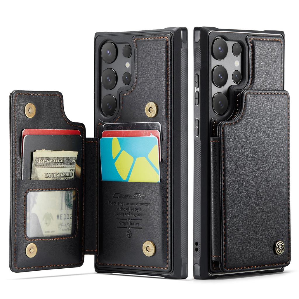 For Samsung Galaxy S26 Ultra Case with RFID Blocking 5 Card Slots CASEME C22 Leather Back Cover