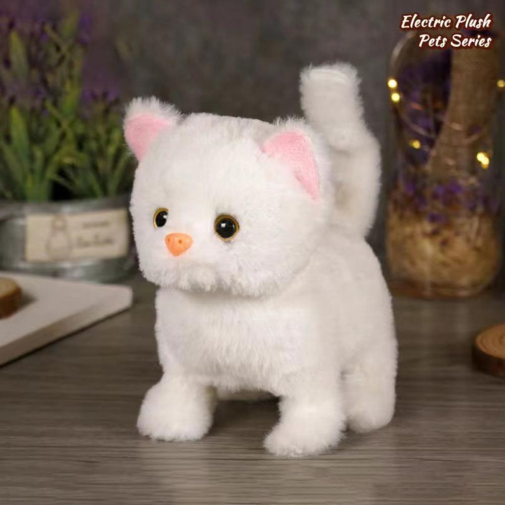 Simulated Plush Electric Cat Toy Makes You Happy Kitten Plush Toy  For Kids Birthday Gift