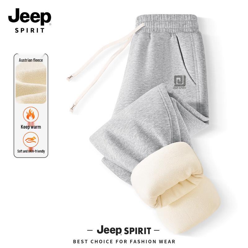 JEEP SPIRIT Men's Retro Fleece-Lined Jogger Sweatpants