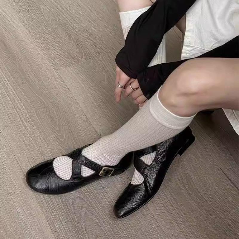 Fashion Women Ballet Dance Shoes Leather Flats Shallow Shoes Woman 2024 Trend Autumn Casual Shoes New Dress Cozy Brand Mujer Zapatillas