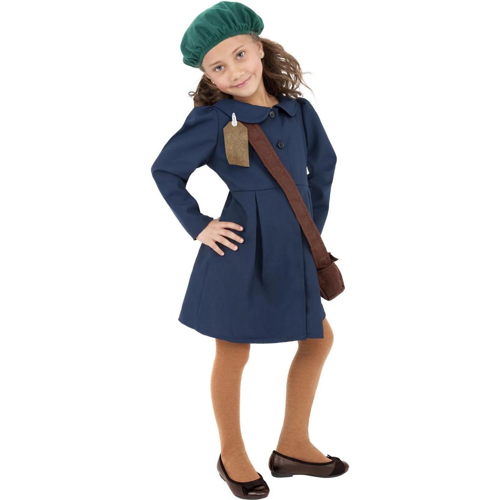 Smiffys Girls World War II Evacuee Long-Sleeved Costume