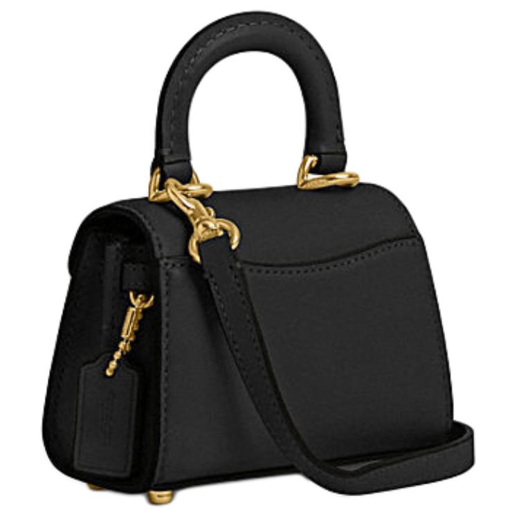 Coach Sammy 12 Metal Logo Lock Closure Detachable Shoulder Strap Leather Crossbody Handbag Mini Women handbag Black CR504-B4BK