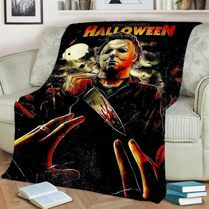 HD Horror Movie Game Halloween Gift Blanket Michael Myers Sofa Bed Decor Warm Flannel for Outdoor Picnic Car