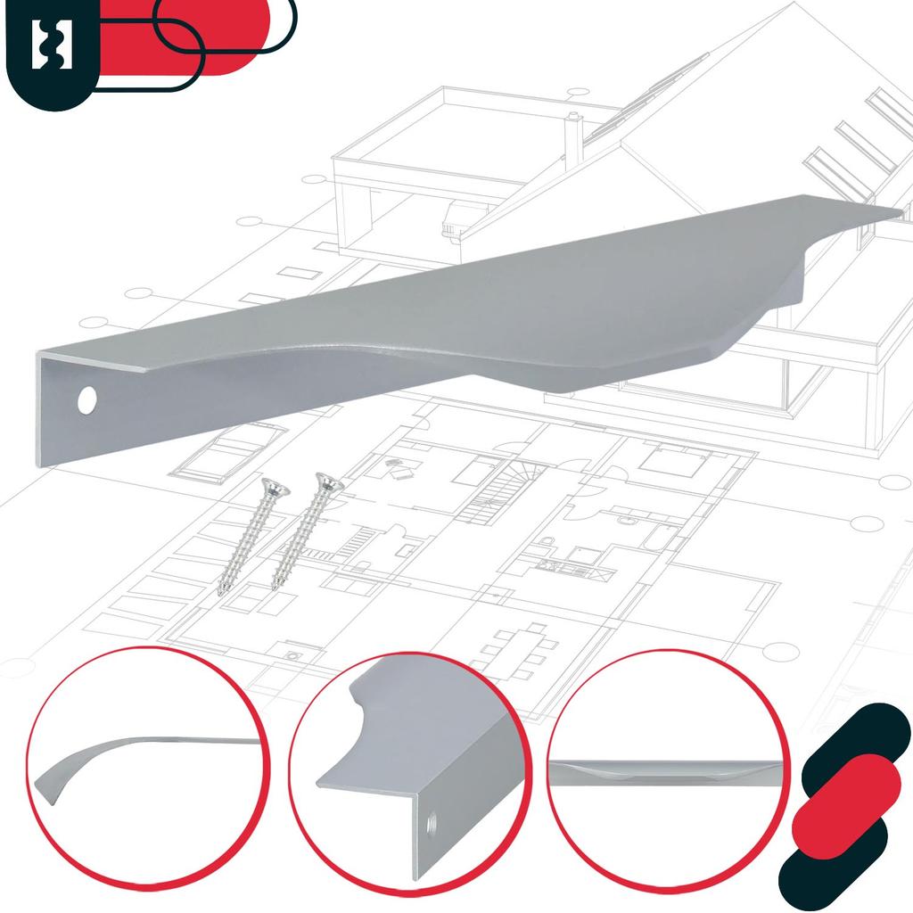 Kotarbau® Modern Aluminum Silver Edge Furniture Handle 160/180 Mm Set Of 2