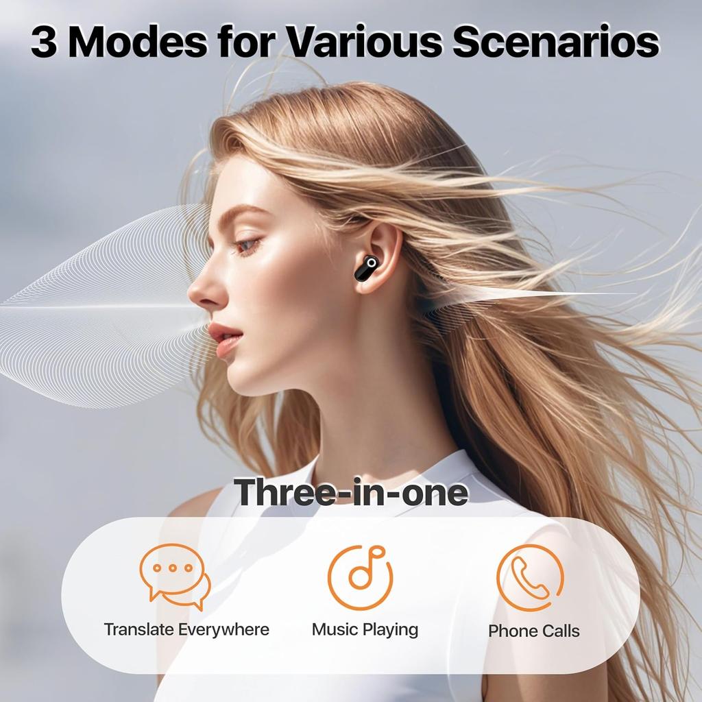 AI Language Translator Earbuds, OWS Real-Time 3-in-1 Translation Earphones 144 Languages & Accents Translation Headphone for Travel Business Learning
