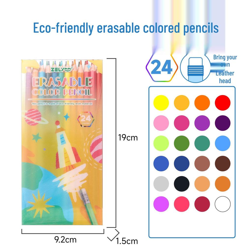Zhenglin Erasable Colored Pencils – 24, 36, and 48 Color Sets for Children and Students Drawing and Coloring.