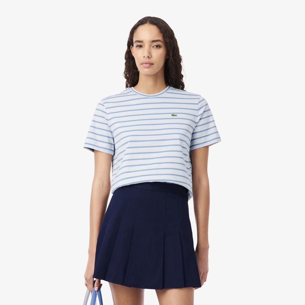 [lacoste] Женская футболка с коротким рукавом и разноцветной полоской TF7574-56G4BI 34