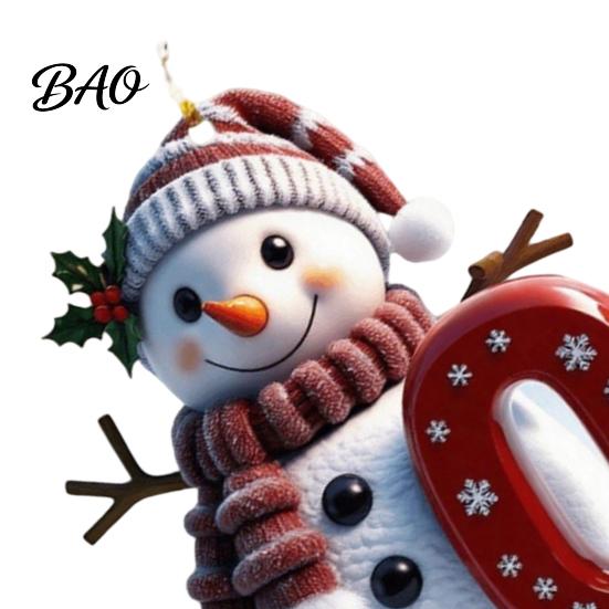 Indoor Outdoor Holiday Decorations 26 Letter Christmas Ornaments, 2D Flat Snowman Hanging Decoration, Acrylic A-Z Atmosphere Party Supplies