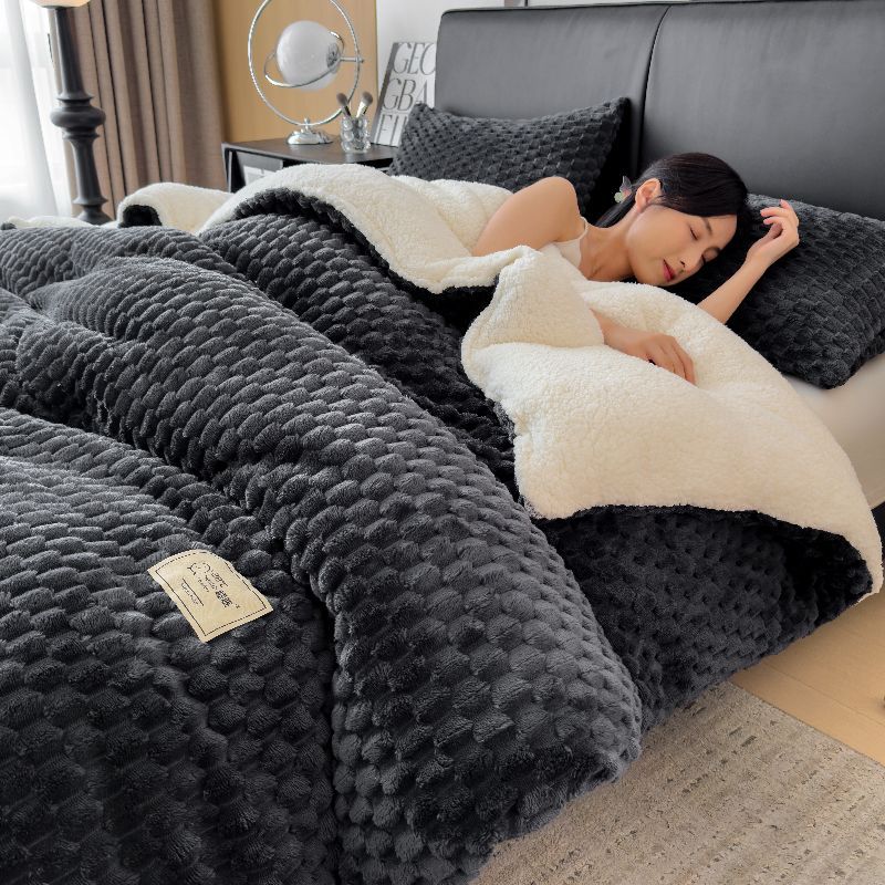 

Добавление бархата и утолщение зимнего одеяла 110x150cm [1.5kg] серого дэви