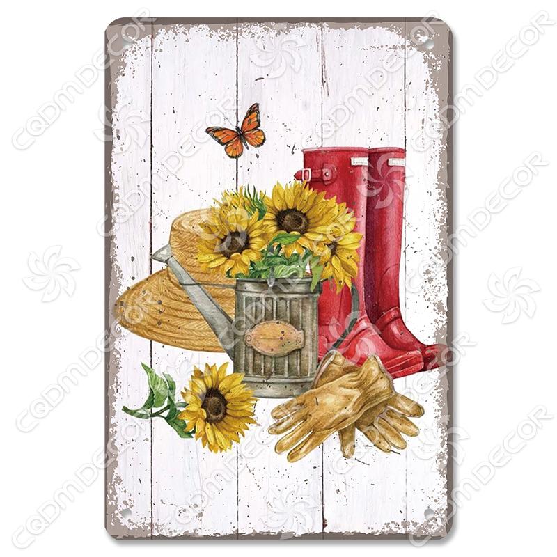 Garden Tin Signs Metal Plaque Lavender Fresh Herbs Lemonade Metal Poster Vintage Wall Decor for Cafe Farmhouse Kitchen Home