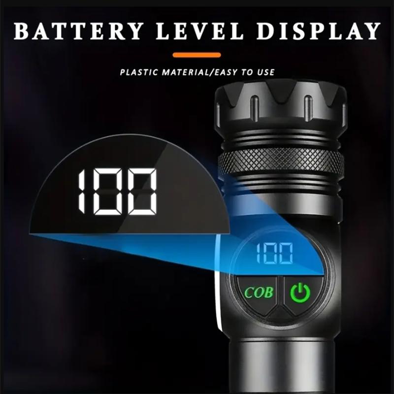 Dobíjecí LED svítilna Výkonná bateriová svítilna s magnetem na ocase Zoomovací svítilna Lampa s dlouhým dosahem pro kempování