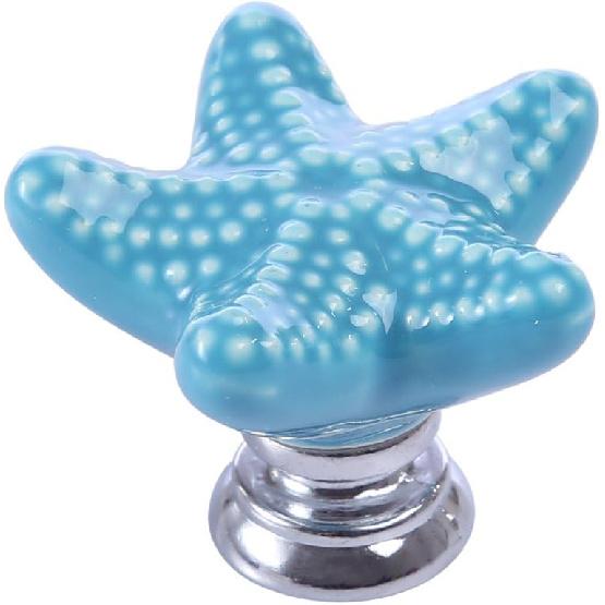 

Набор из 10 керамических ручек в виде морской звезды для комода, ручки-пуговицы для ящика, шкафа, комода, с винтами - Синий