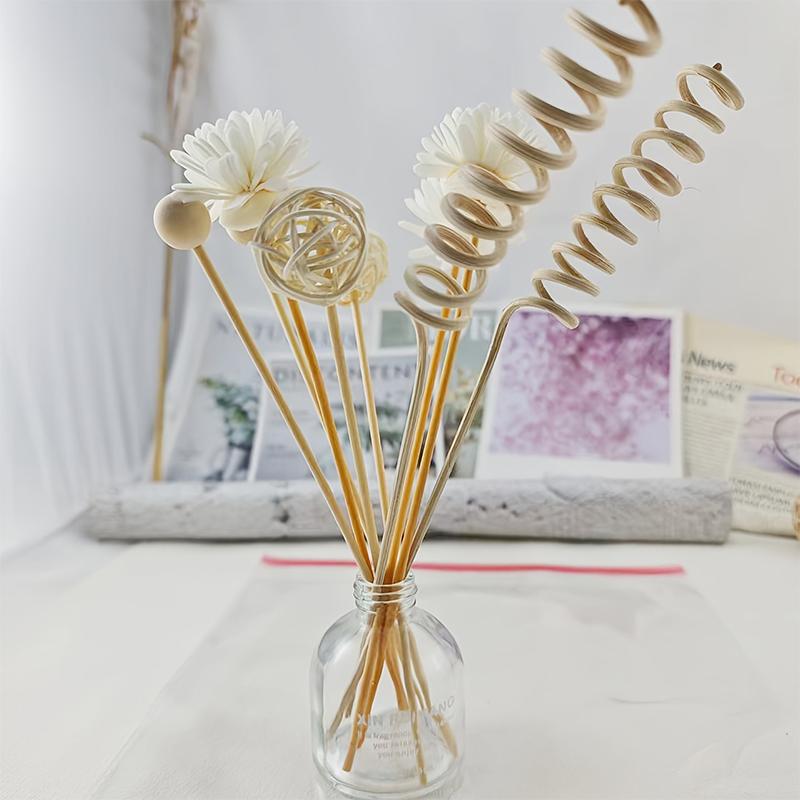 12 Pcs Lotus Series Flower Rattan Sticks Fireless Fragrances Reed Diffuser Stick Diy Ornaments Home Decor