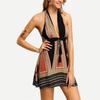 Sexy Deep Vneck Hanging Neck Short Skirt Womens Backless Beach Dress With Cotton Blend Fabric
