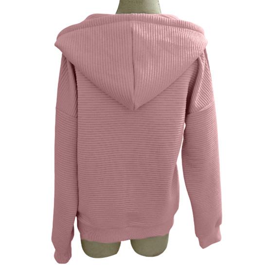 Høst Vinter Kvinner Glidelås Kåpe Hette Ren Farge Glidelås Varme Lange Ermer Snøring Lommer Stripe Elastisk
