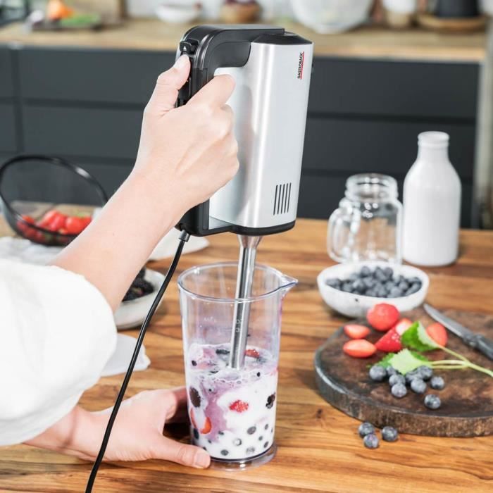 Gastroback design handmixer pro, batteur à main, noir, argent, batteur, blender, hacher, découpe, mélange, 1,45 m, 0,8 l, 0,75 l