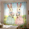 2pcs Cute Cartoon Rabbit Print Curtains 90gsm Bedroom and Living Room Decoration, Multiple Sizes, Easy To Install