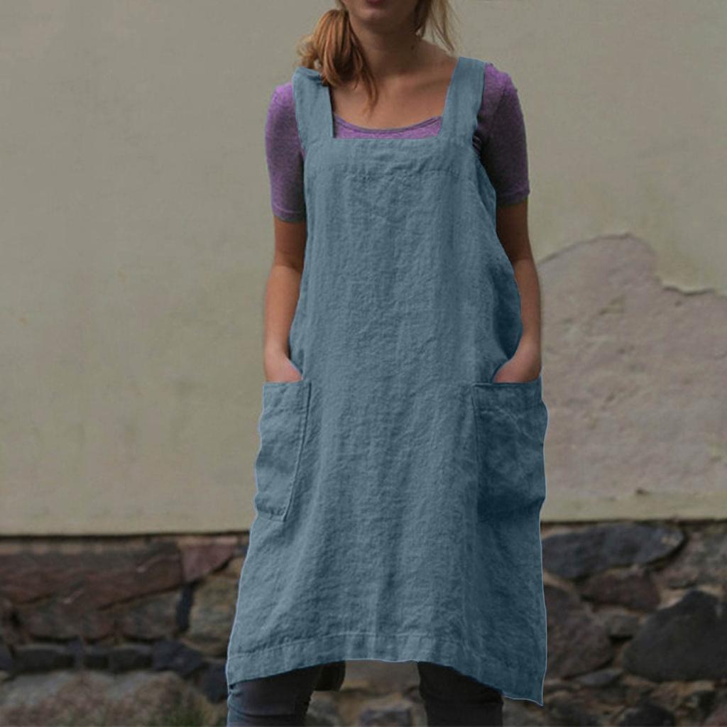 New Fashionable Women's Cotton And Linen Loungewear Loose Long Tops