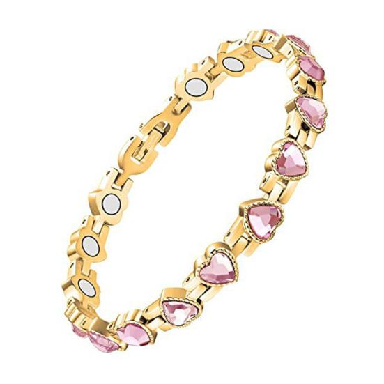 Bracelet Sparkling Cubic Zirconia Heart Shape Women Bracelet Lightweight Magnetic Therapy Bracelet with Secure Clasp