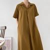 New Arrivals Open Run Women Summer Maternity Collar Pocket Roll Up Short Sleeve 