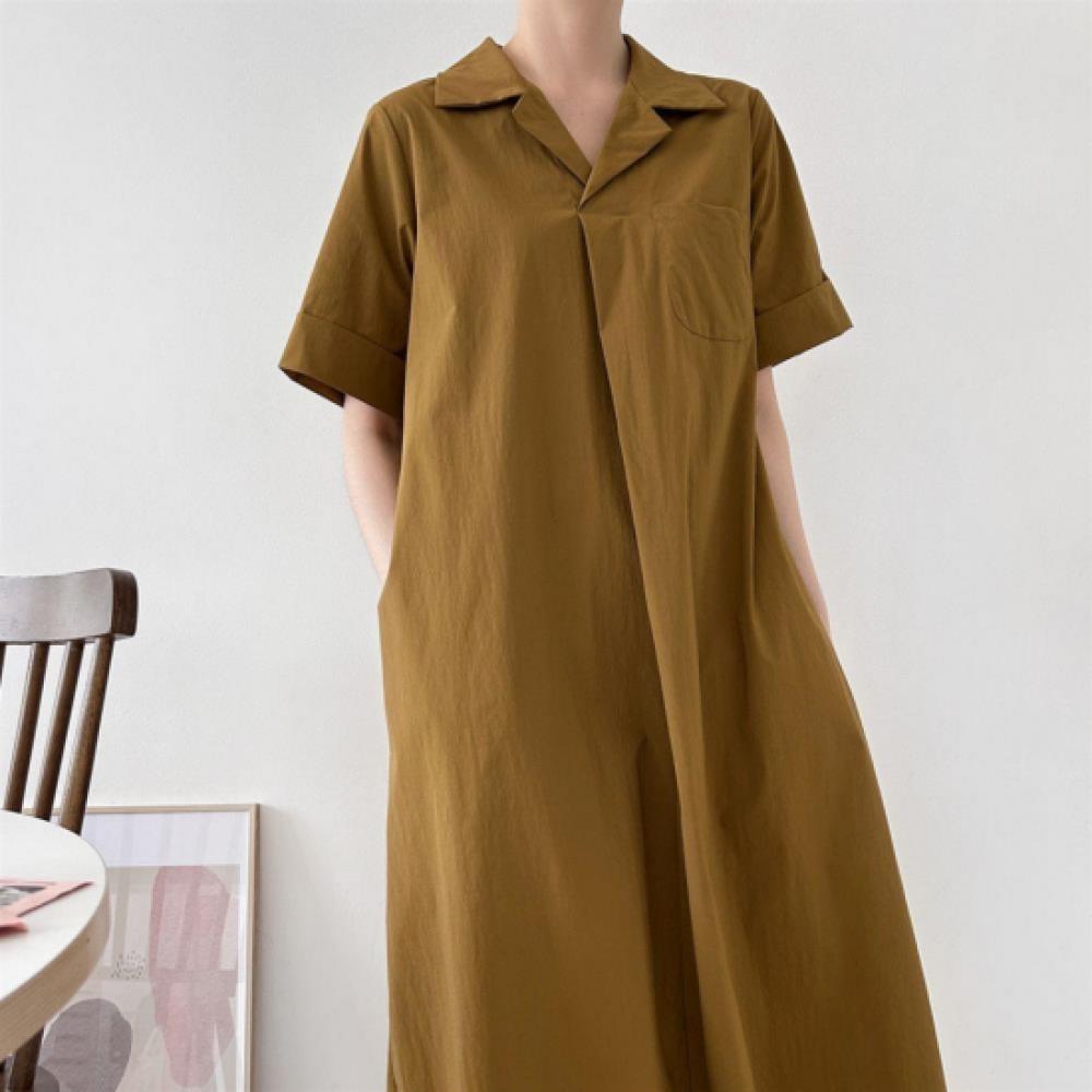 New Arrivals Open Run Women Summer Maternity Collar Pocket Roll Up Short Sleeve 