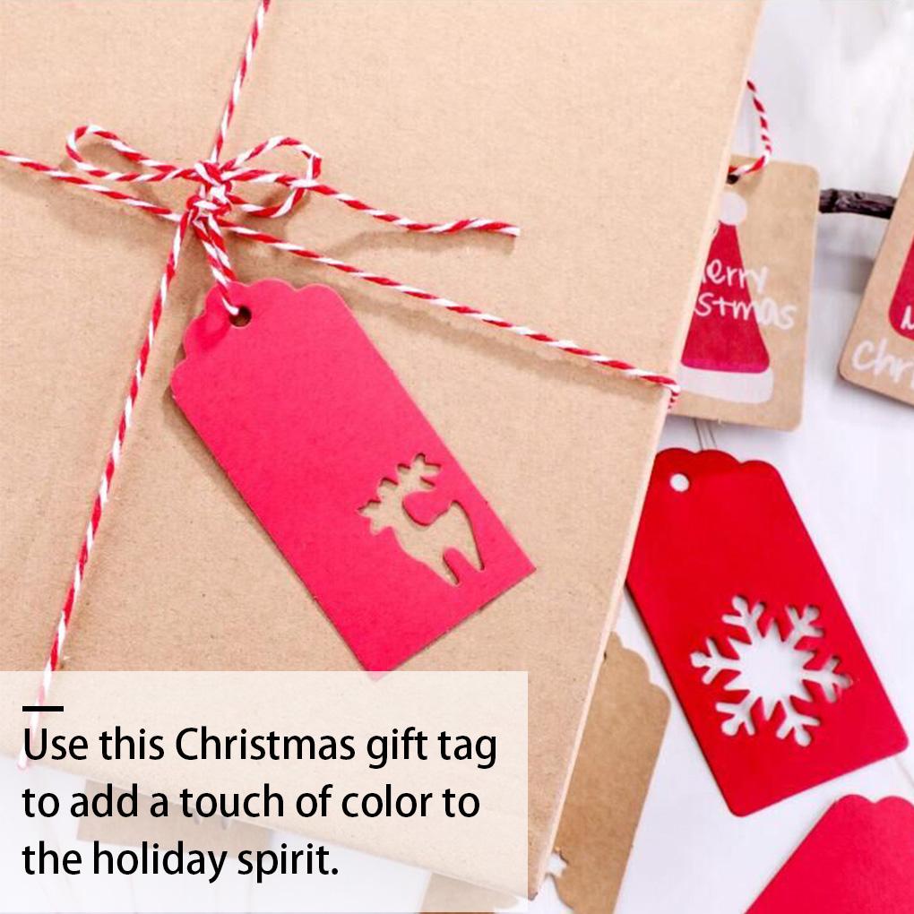 Christmas Paper Gift Vintage Hang Label with Twine Xmas Card for DIY Arts Crafts