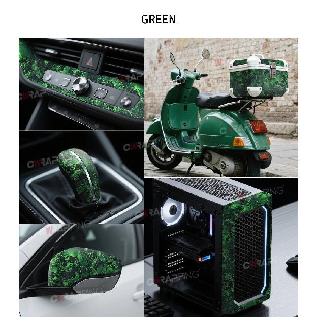 DIY Car Adhesive Vinyl Film for Motorcycle Vinyls Skull Texture Car Wraps Full Body Covering Waterproof Automotive Sticker Wrap