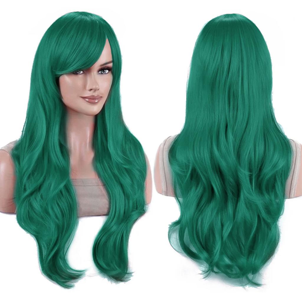 Parrucche Colorate Sintetiche Ondulate per Cosplay Lunghe 70cm con Frangia Parrucca Costume per Donne