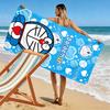 Blue Cat Anime Print Beach Towel, Large Soft Quick Dry Towel for Beach Camping Swimming