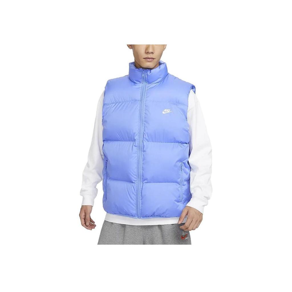 Nike Abbigliamento sportivo Tinta unita Collo alto Zip Gilet casual da uomo Gilet Blu polare FB7374-450