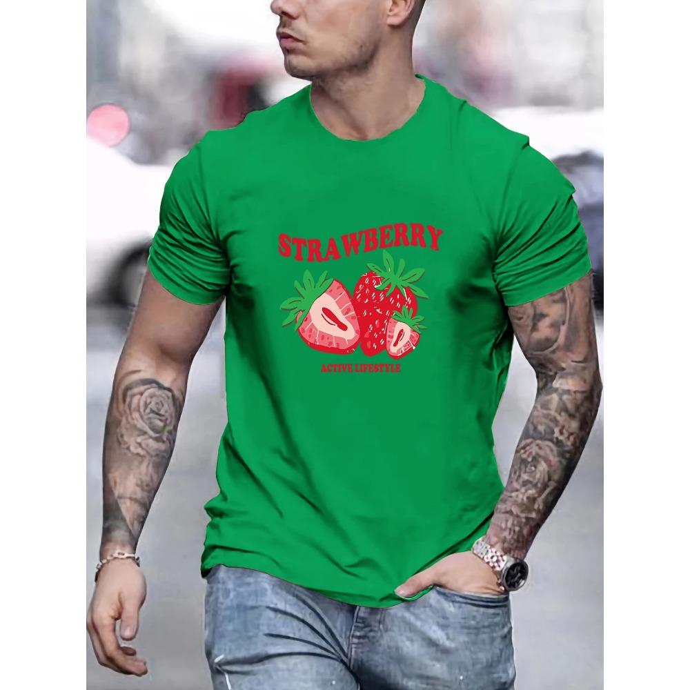 Print Mens T-Shirt Summer Breathable Casual T Shirts Trendy Crewneck New Tee Top Loose All-Match Man Streetwear