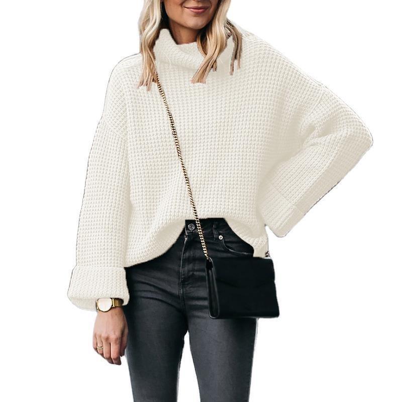Women S High Neck Loose Knit Sweater For Autumn Winter