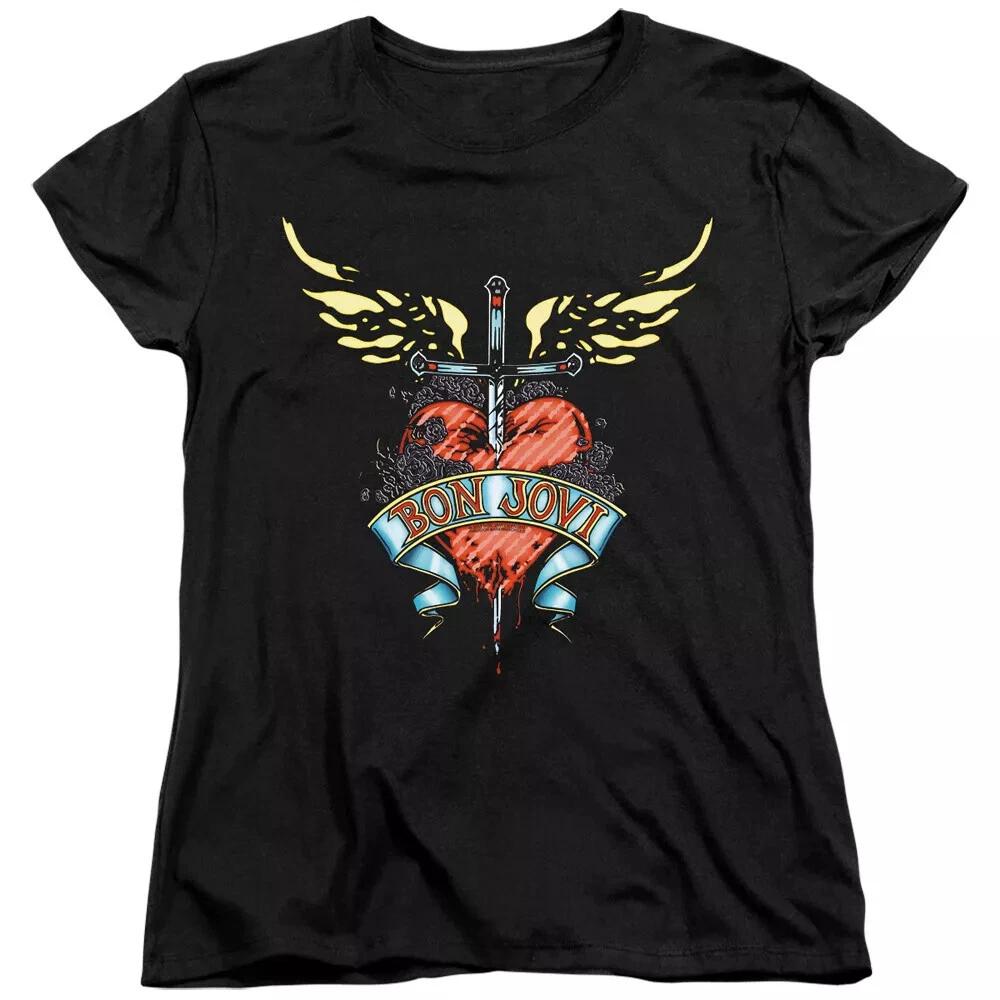 

Bon Jovi Daggered Women s 100% Cotton T-shirt Mens Tees Top L