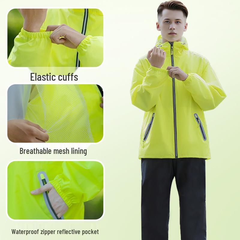 Men's Ultra-thin Raincoat and Pants Set: Anti-heavy Rain, Lightweight, Portable, Breathable for Outdoor Riders