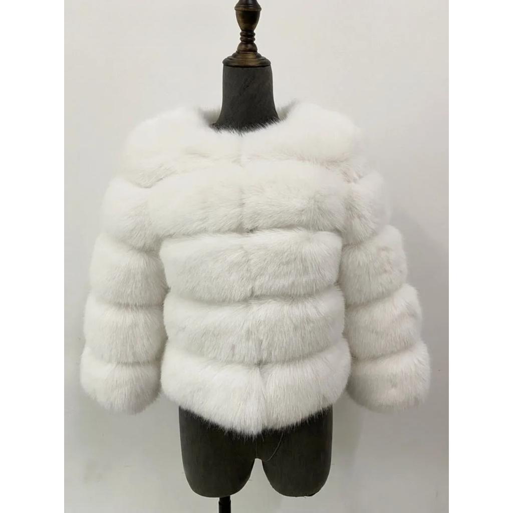 VAYLA Mink Coat Winter Black White Faux Fur Coat Woman Elegant Fluffy Faux Fur Jacket Top Short Fur Coats Woman Clothing