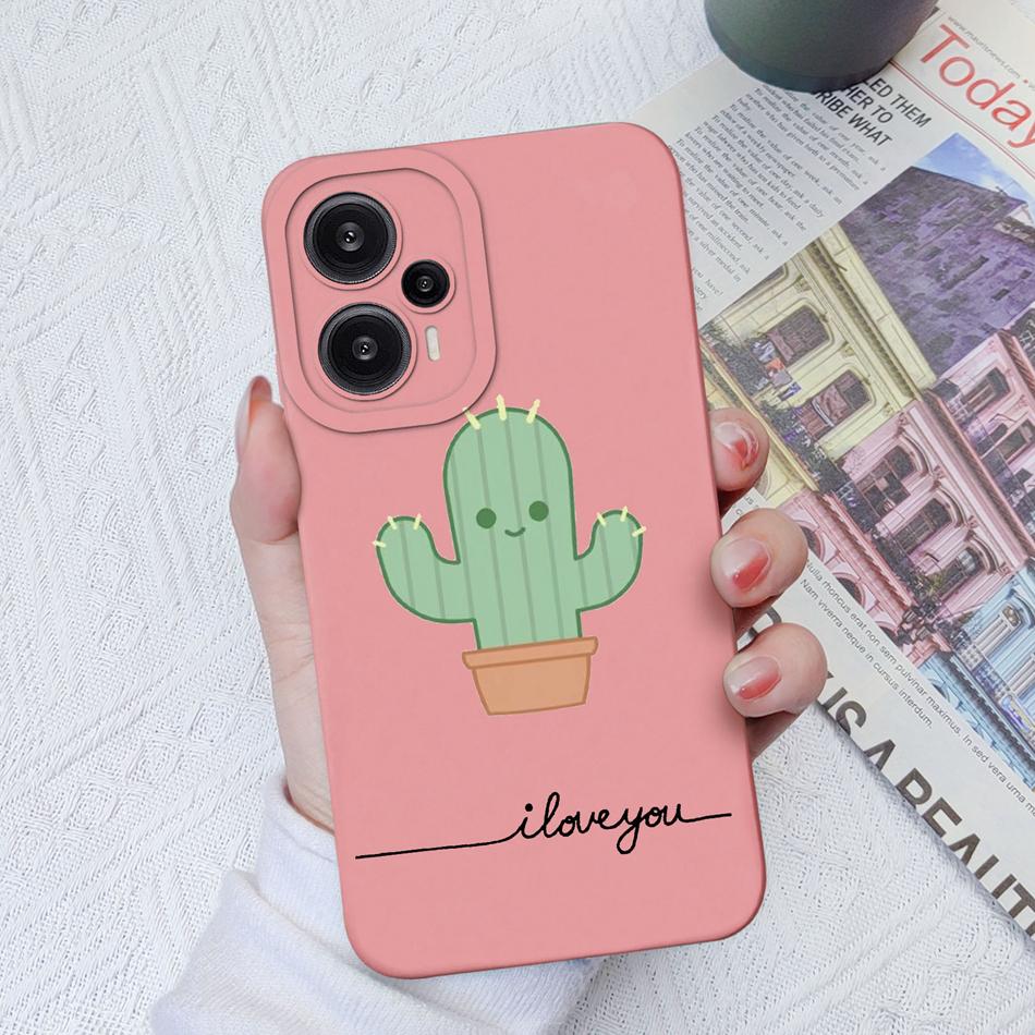 Case For Poco F5 Pro Painted Flowers Soft Liquid Silicone Camera Lens Protection Back Cover For Xiaomi Poco F 5 F5Pro Protectors