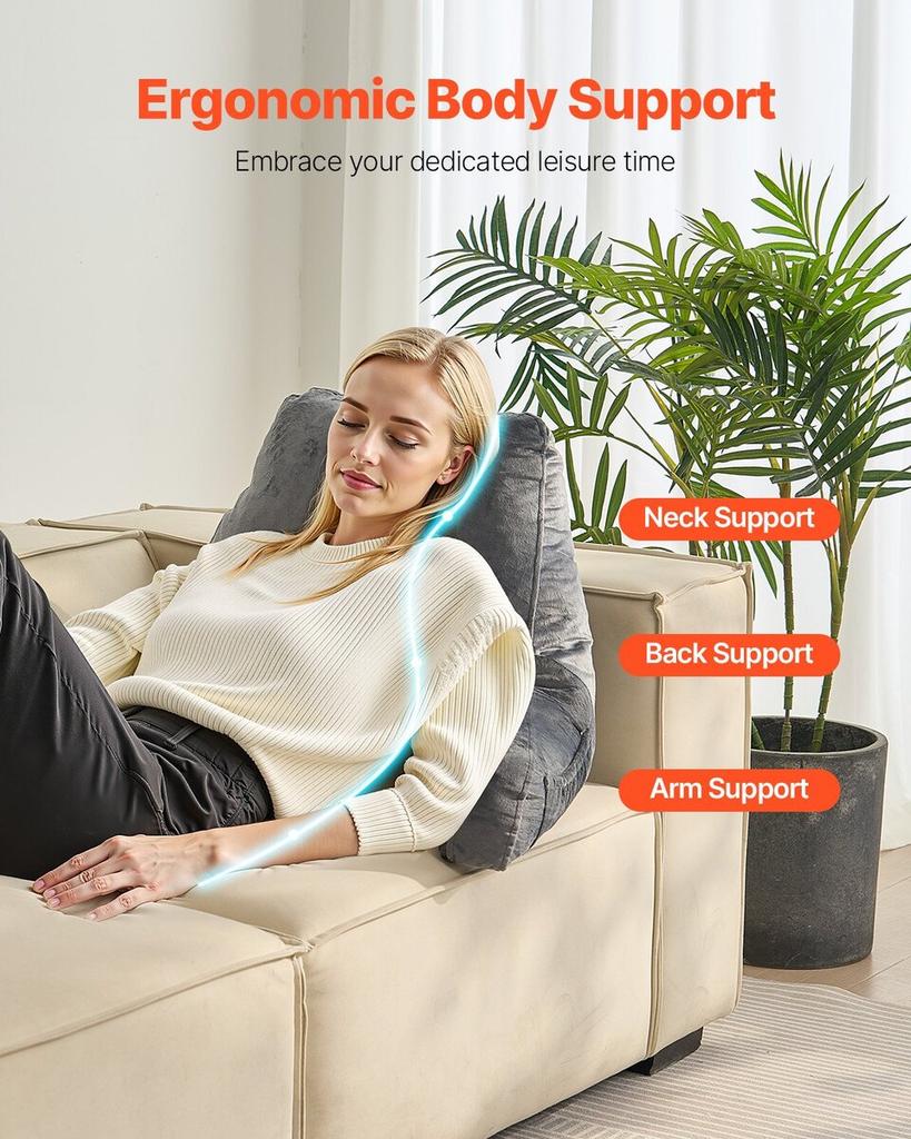 Reading Pillow Large Size Bed Pillow with Shredded Memory Foam Washable