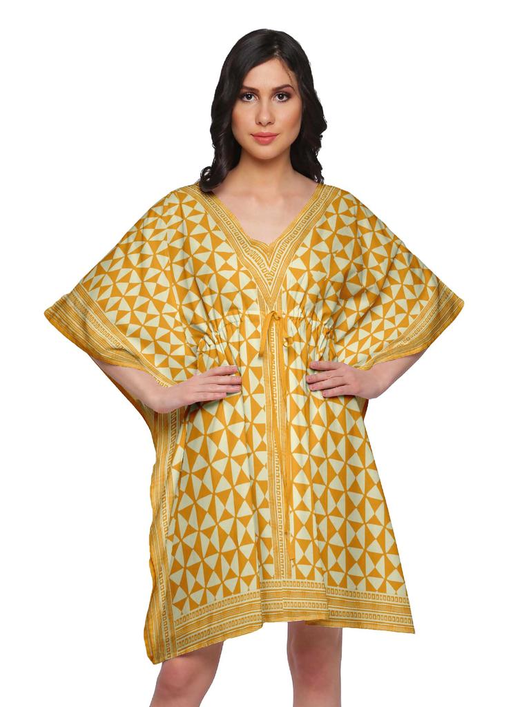 Moomaya Printed Women Kaftan Cover Up Beachwear Short Caftan Cover Up Dress
