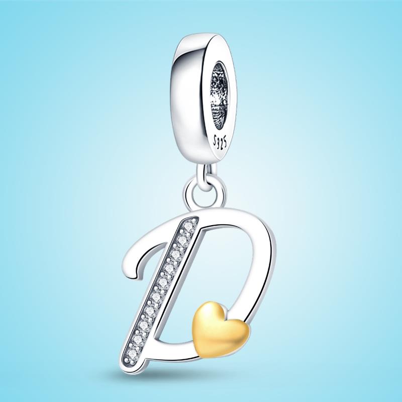 Marke Neueste Ankunft Kompatibel Mit Kupfermetall Authentisch Original Armbänder 26 Alphabet A-Z Buchstaben Kupfermetall Anhänger Perlen Komponenten Perle