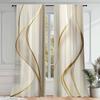 2pcs -Golden S-shaped lines print curtains, pole bag curtains, home decoration, room decoration