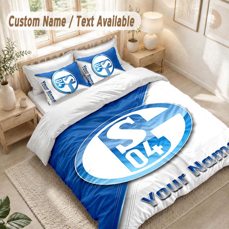 Custom Name Bedding Set 3 PiecesSchalke 04 FC Print Duvet Cover + 2 Pillowcases Soft Bed Decor