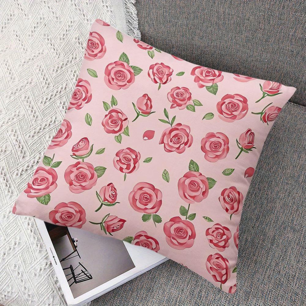 Rose Blush Square Jacquard Pillow Cover for Sofa Office Waist Cushion Cover Home Decorative Pillowcase