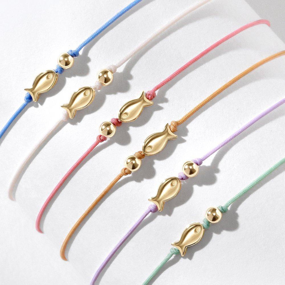 14K Lucky Fish Golden Ball Knot Bracelet (6 Types)